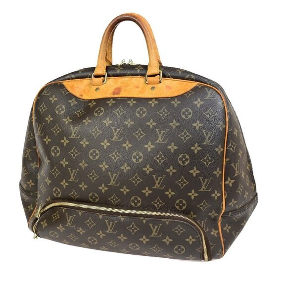 LOUIS VUITTON LV Logo Evasion Hand Bag Monogram Leather Brown - Picture 1 of 16